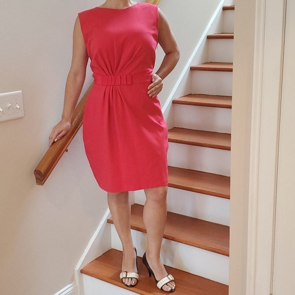 EUC Ted Baker Red S/L Red Dress w/Grosgrain detail